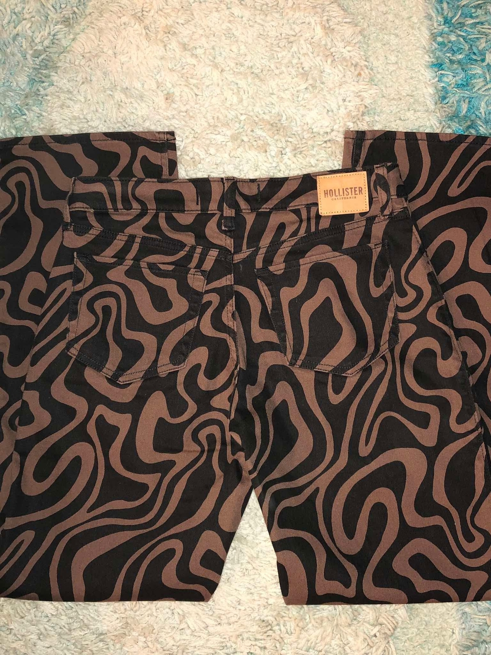 Hollister Low-Rise Straight Jeans Brown/Black Abstract Stretch - Picture 8 of 8